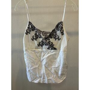 INC International Concepts Babydoll Top Embroidered Lace Linen Size 10 Y2K